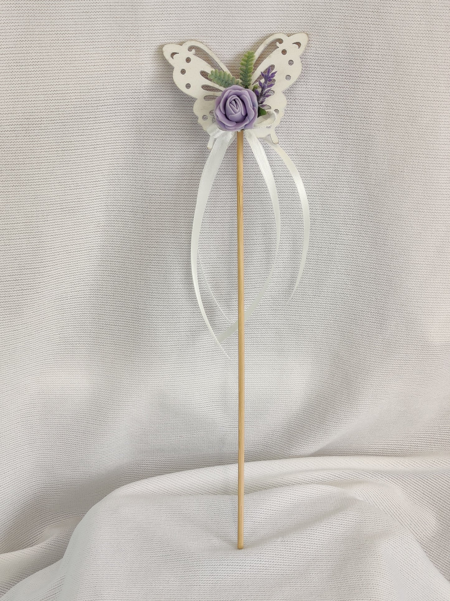 Pastel pink and purple rose flower wand