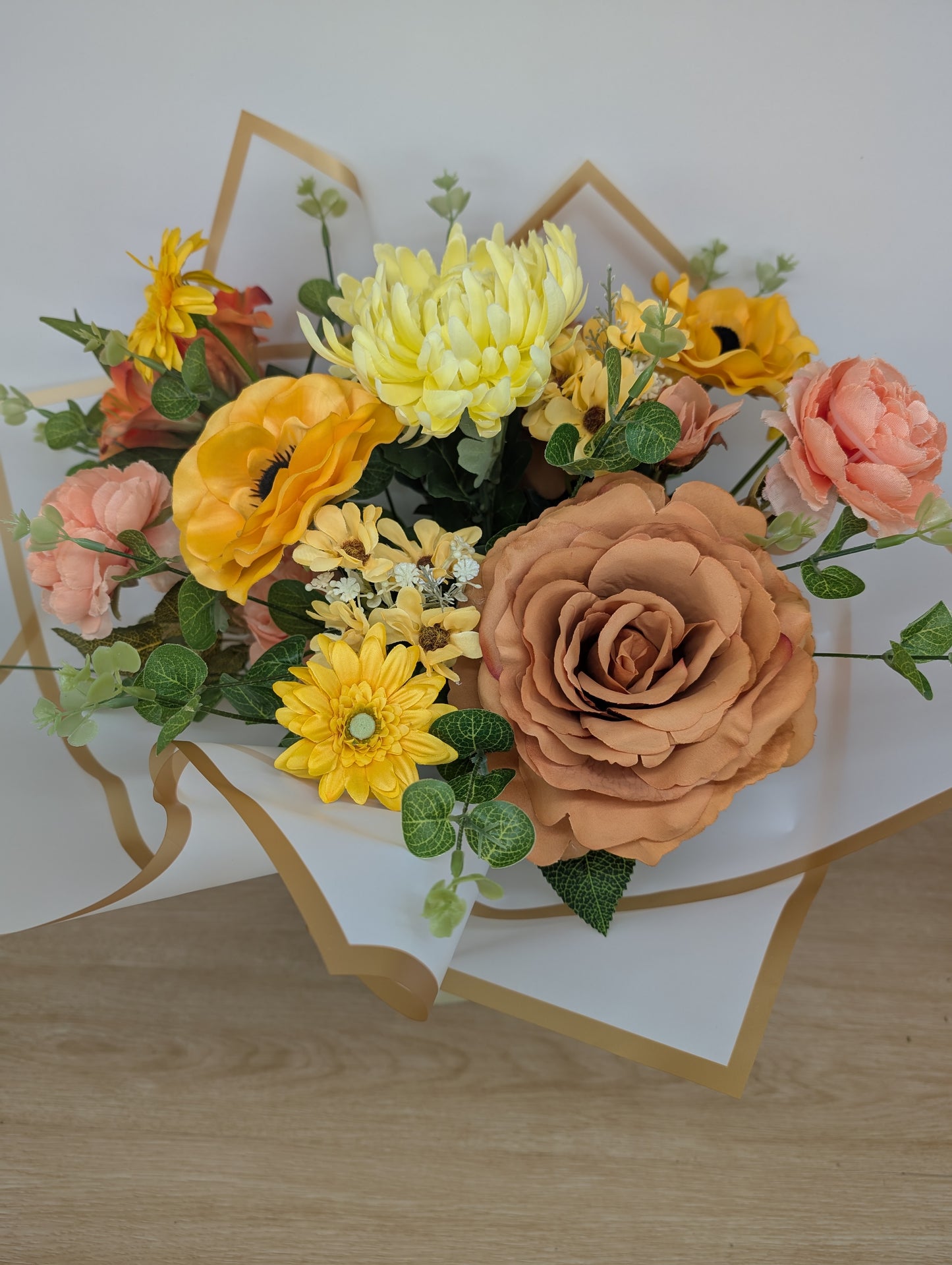 Yellow & Orange Artificial Flower Bouquet