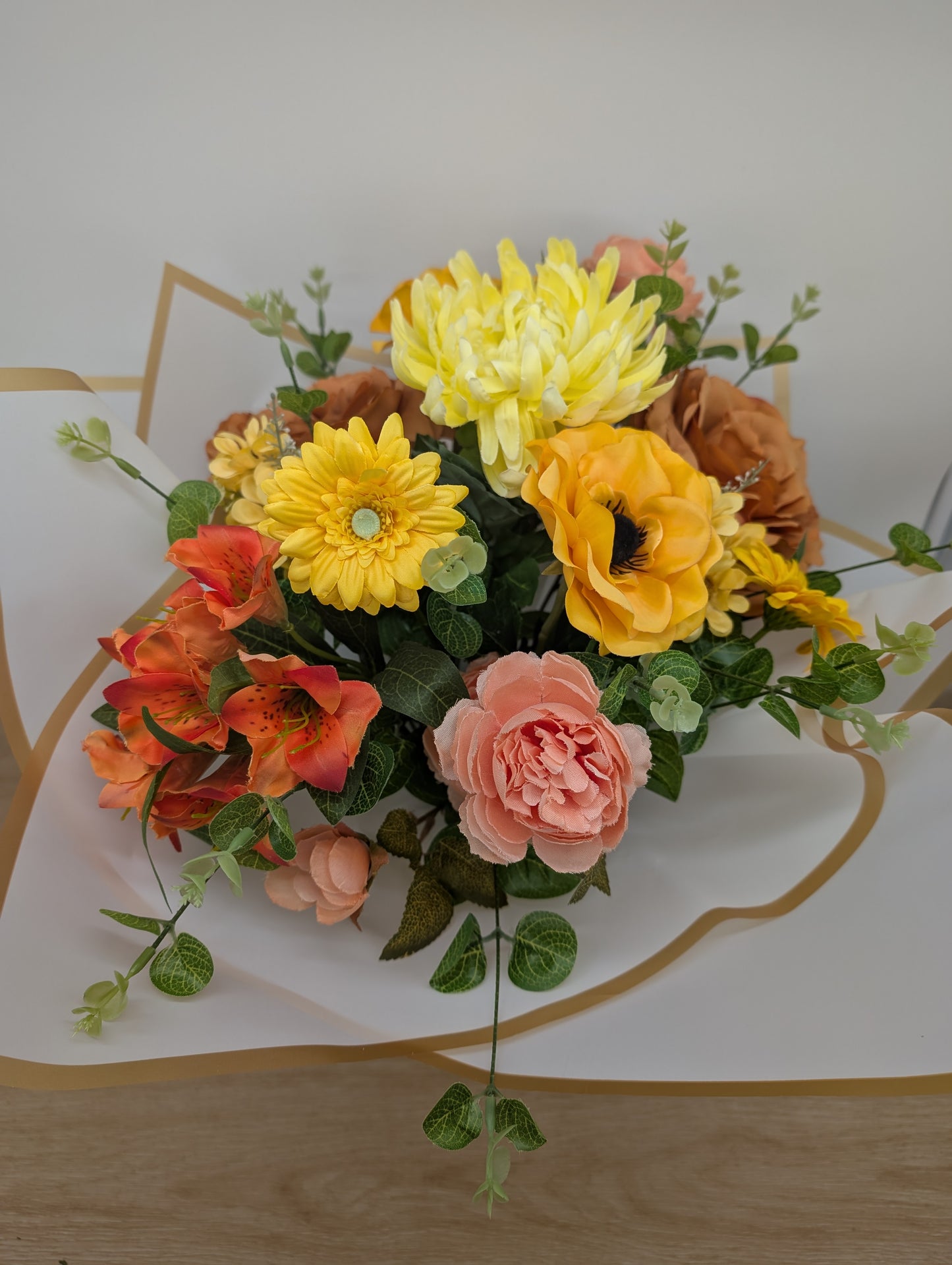 Yellow & Orange Artificial Flower Bouquet