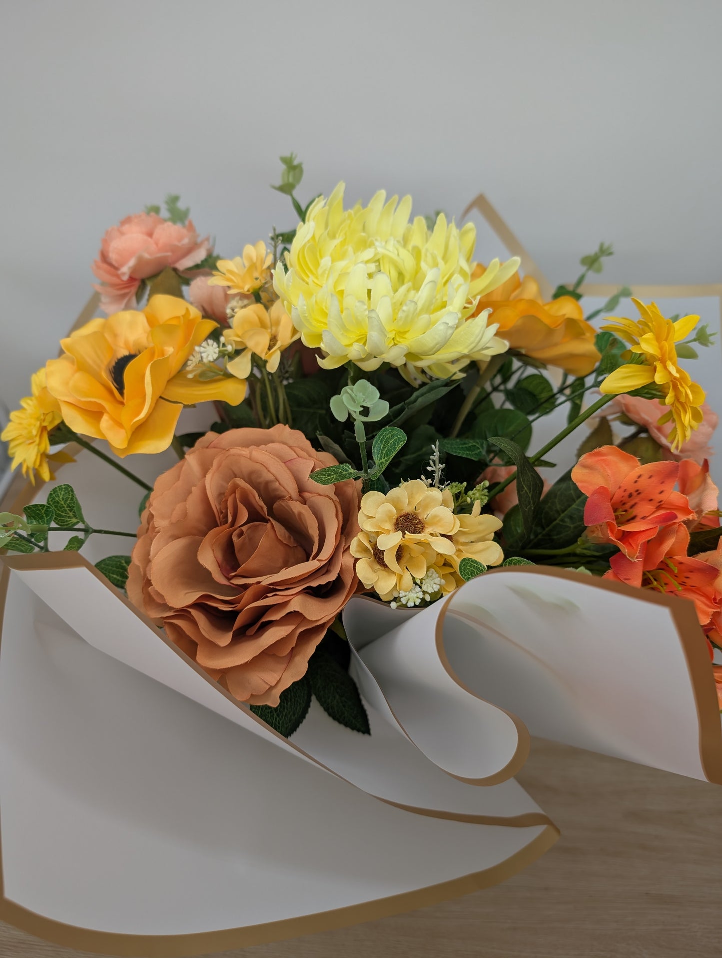 Yellow & Orange Artificial Flower Bouquet