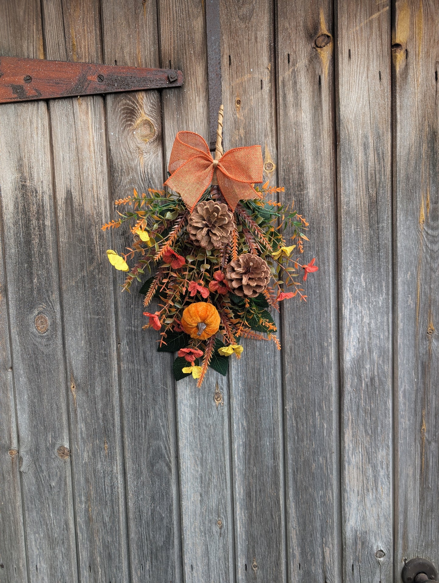 Pumpkin & Pinecone Autumn Door Swag
