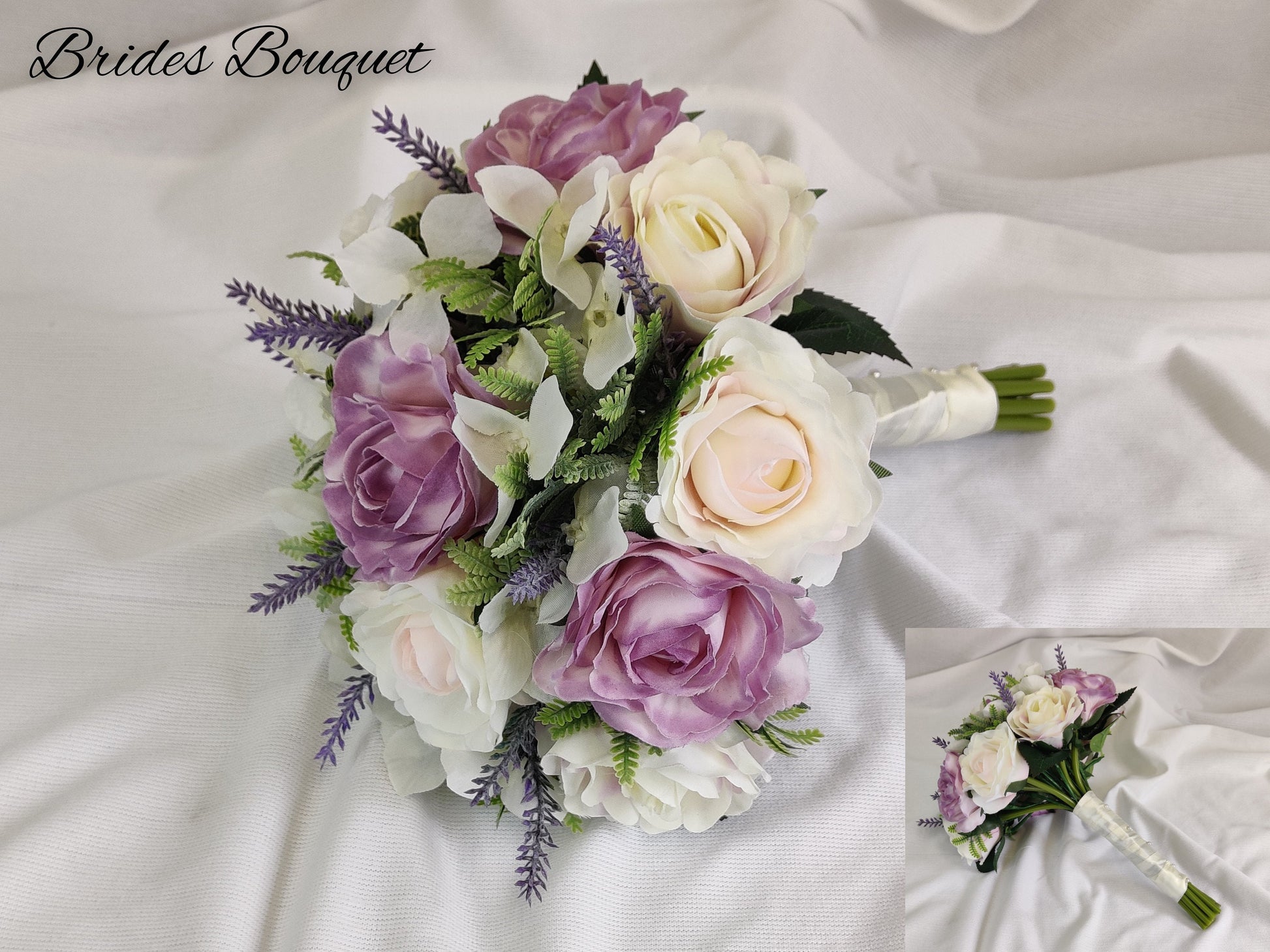 Pastel pink and purple rose brides bouquet 