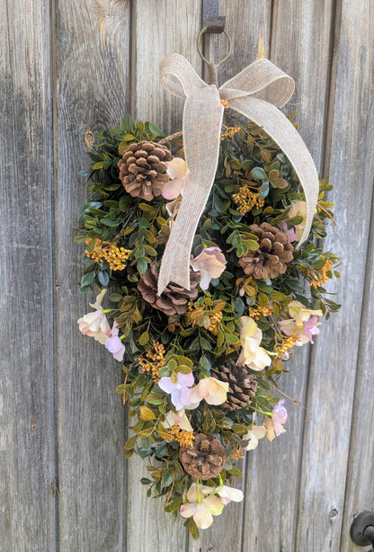 Autumn Hydrangea & Pinecone Door Swag