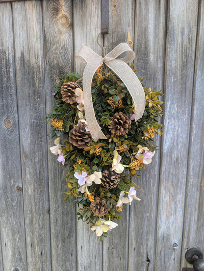 Autumn Hydrangea & Pinecone Door Swag