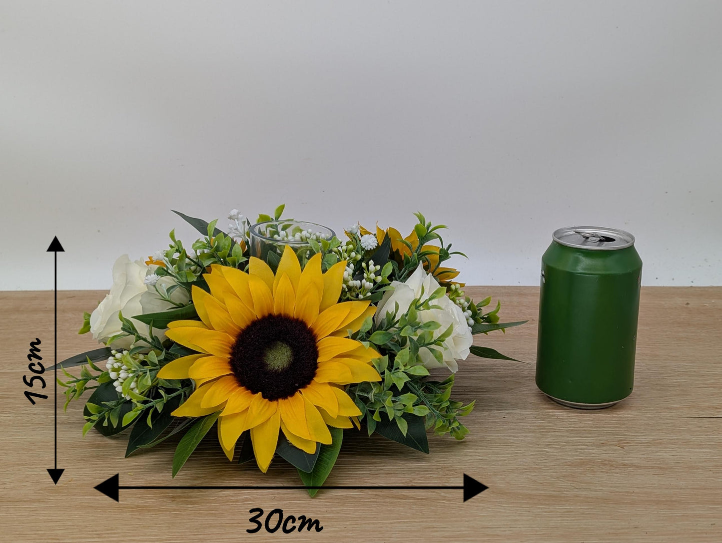 Ivory Rose & Sunflower Artificial Centerpiece