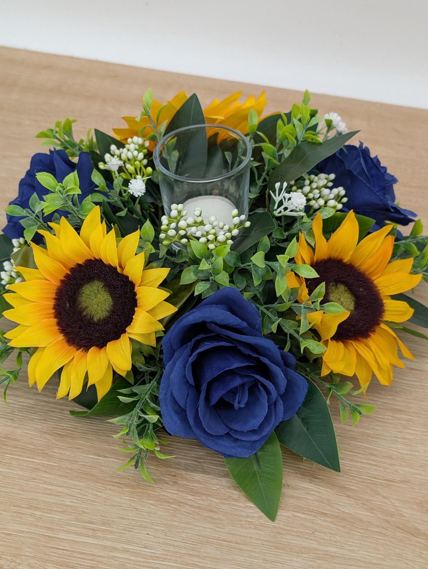 Blue Rose & Sunflower Centerpiece