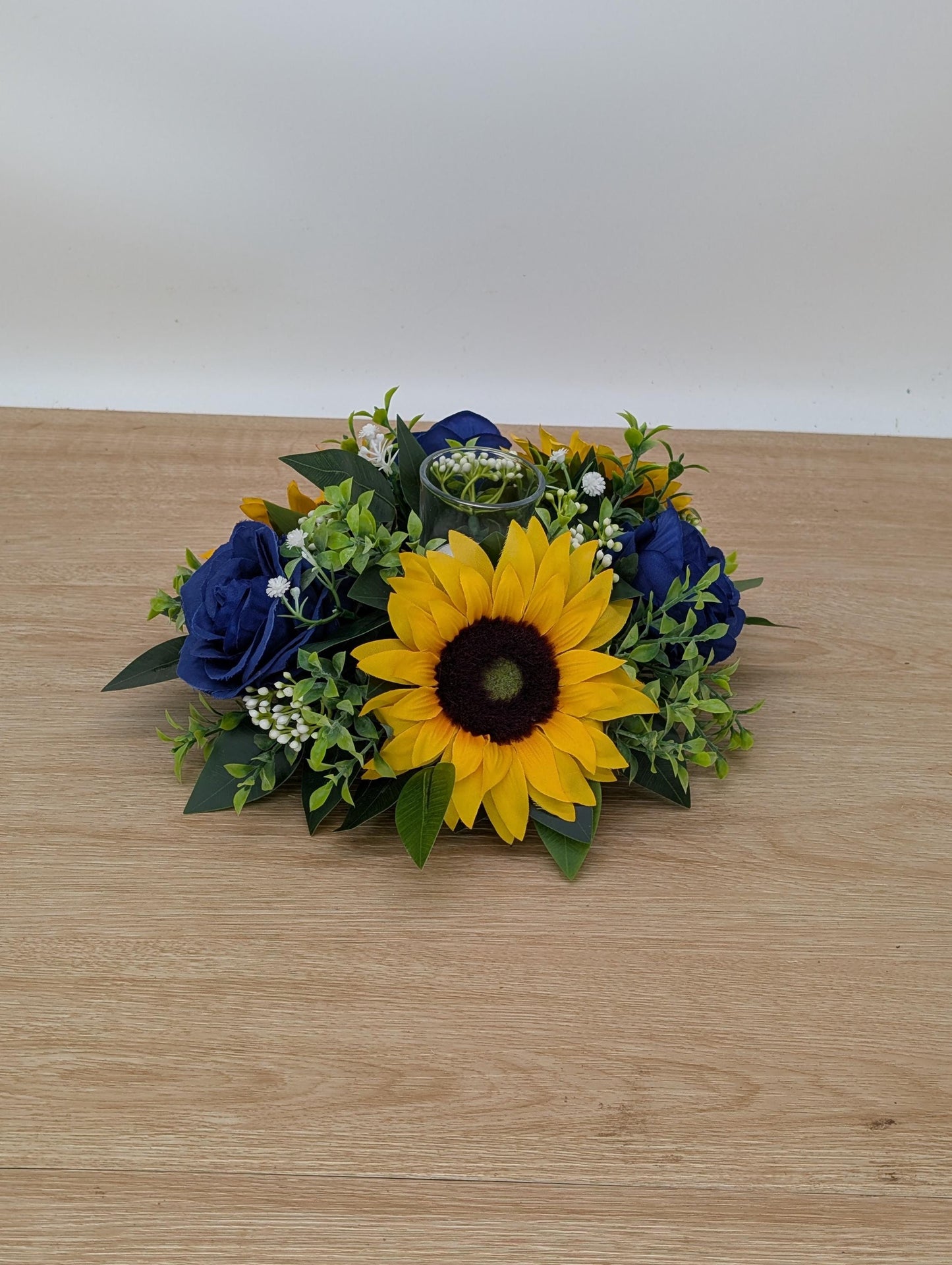 Blue Rose & Sunflower Centerpiece
