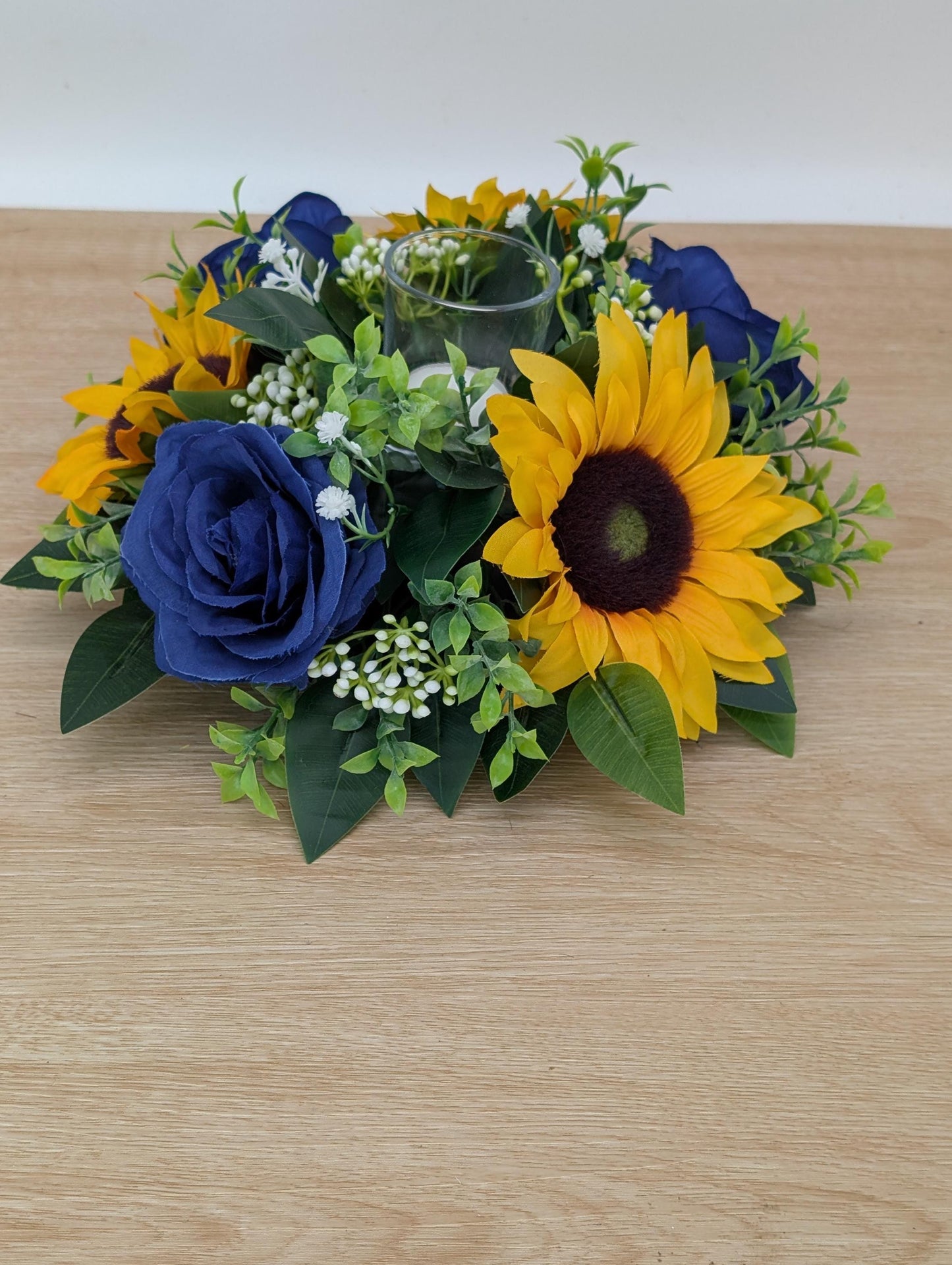 Blue Rose & Sunflower Centerpiece