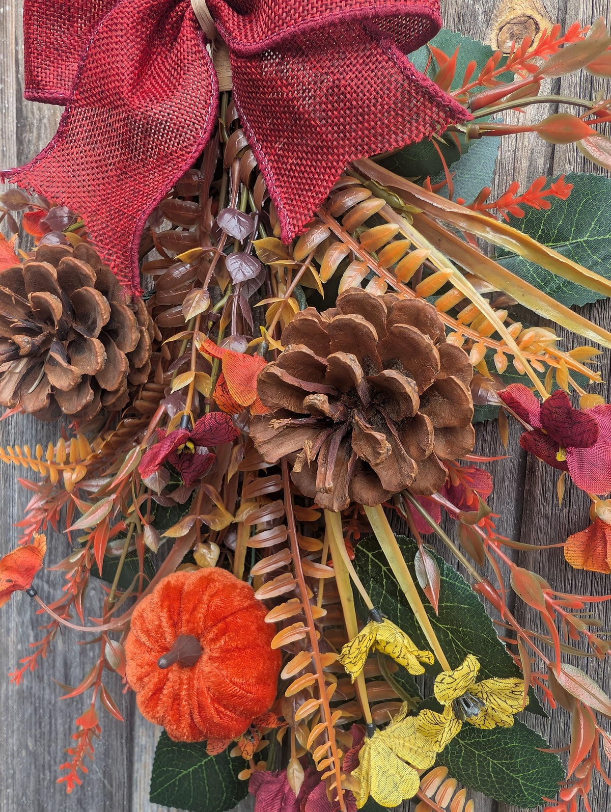 Pumpkin & Pinecone Autumn Door Swag