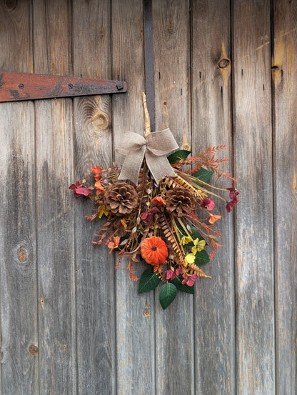 Pumpkin & Pinecone Autumn Door Swag