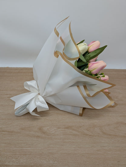 Tulip Gift Bouquet Pale Pink and Ivory