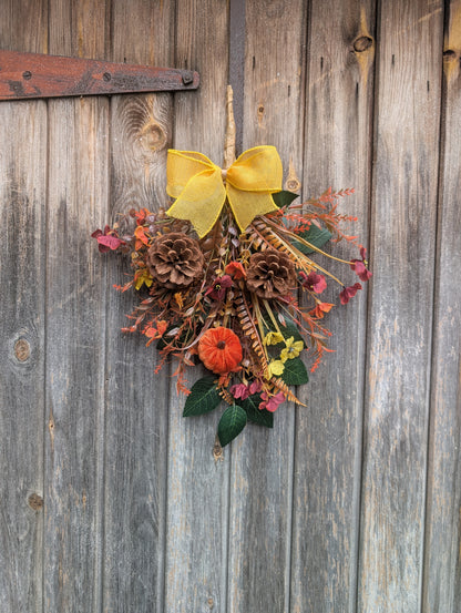 Pumpkin & Pinecone Autumn Door Swag