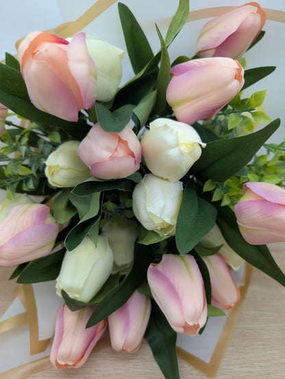 Tulip Gift Bouquet Pale Pink and Ivory