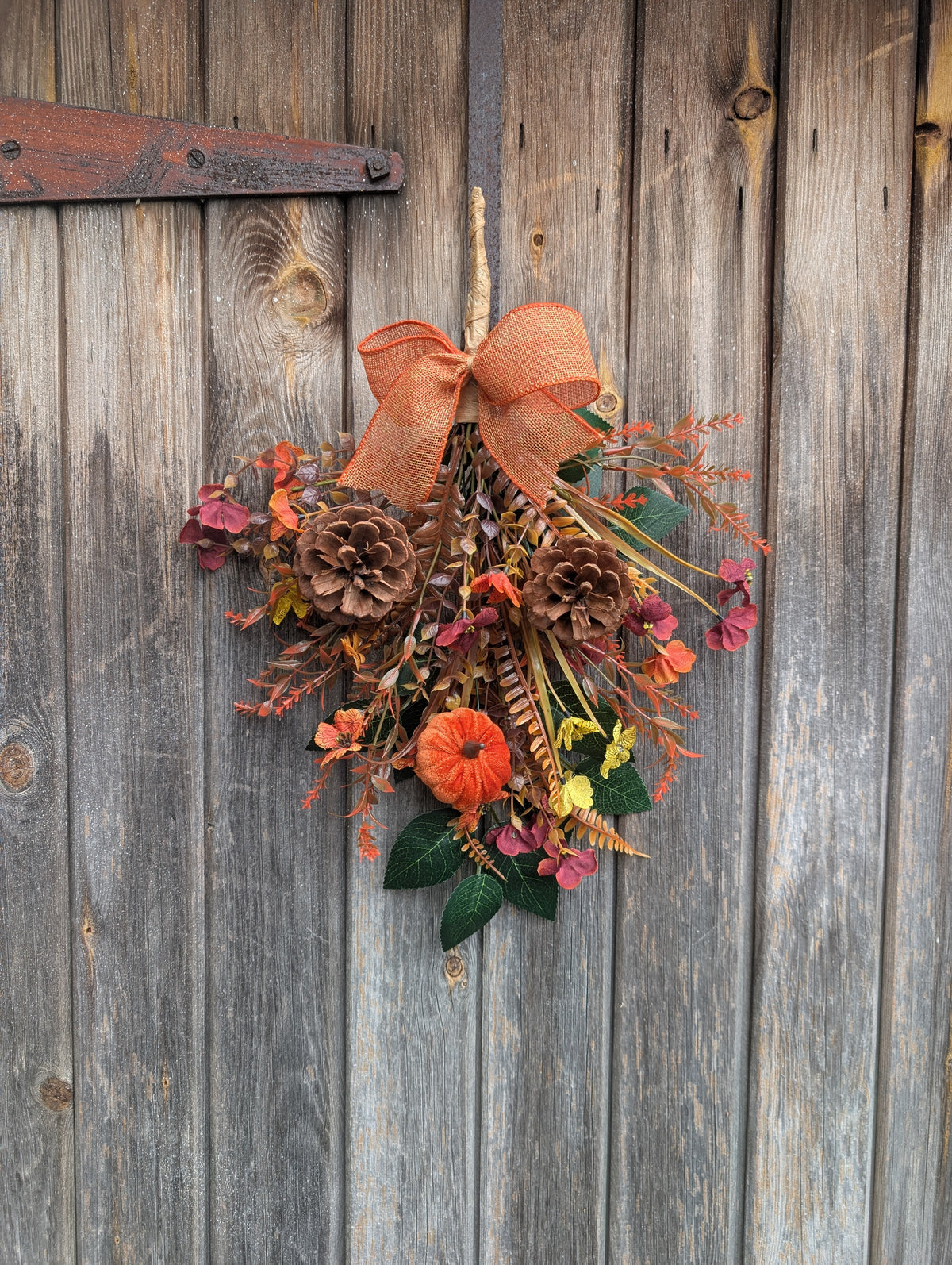 Pumpkin & Pinecone Autumn Door Swag