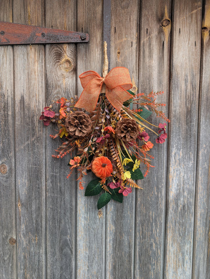 Pumpkin & Pinecone Autumn Door Swag