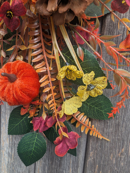 Pumpkin & Pinecone Autumn Door Swag