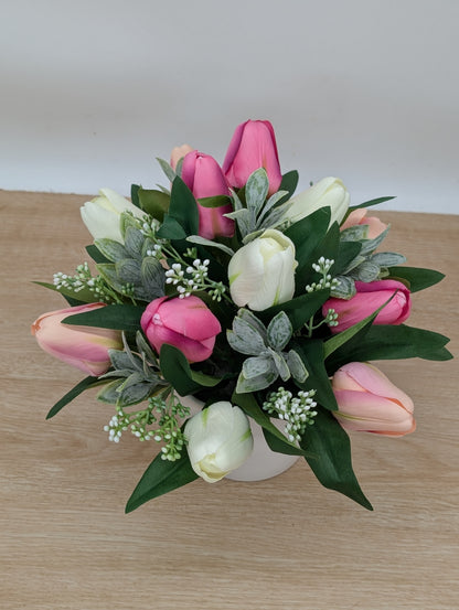 Tulip Pot Arrangement White