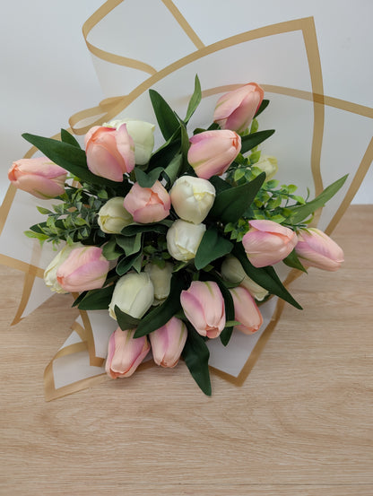 Tulip Gift Bouquet Pale Pink and Ivory