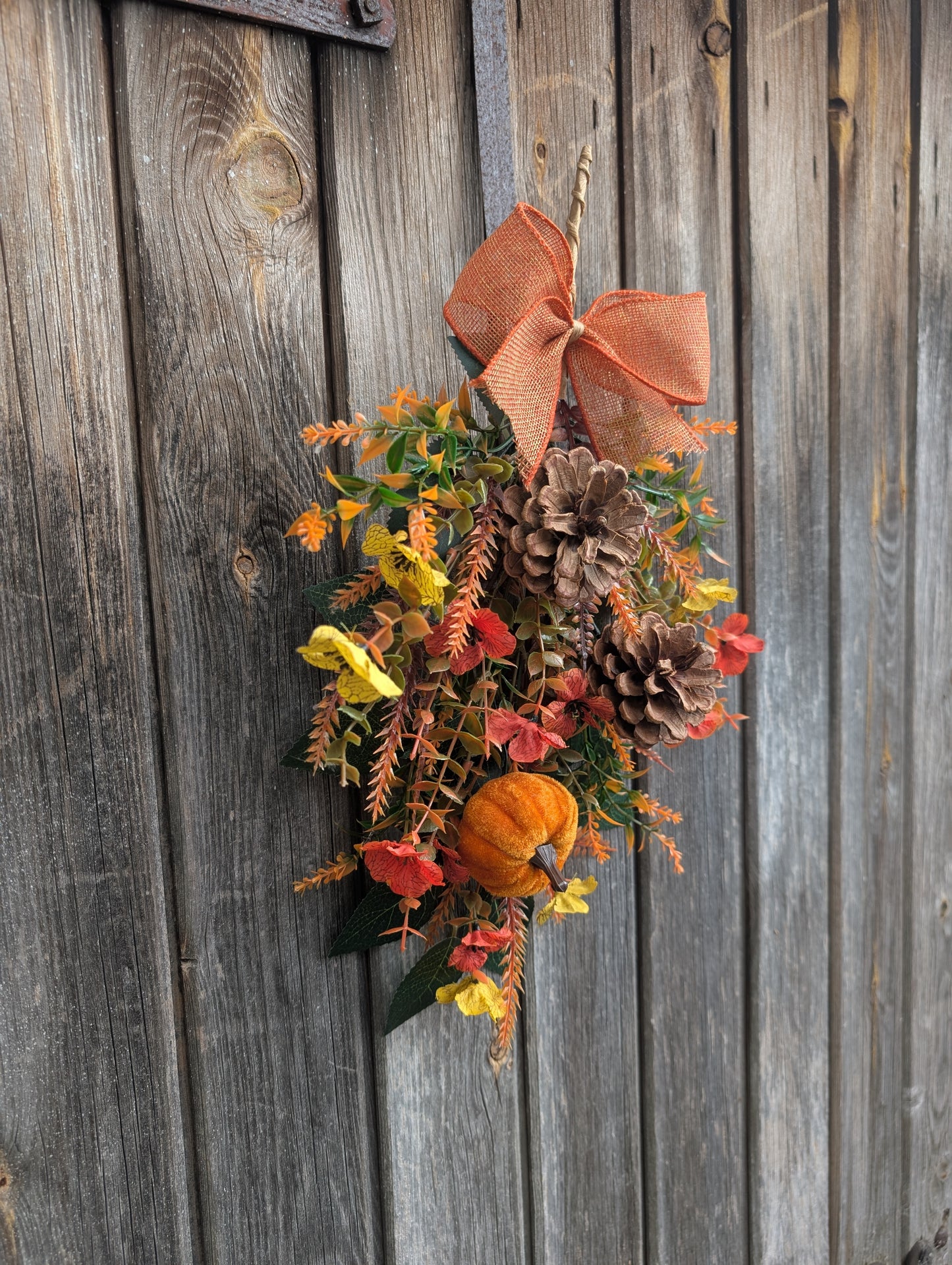 Pumpkin & Pinecone Autumn Door Swag