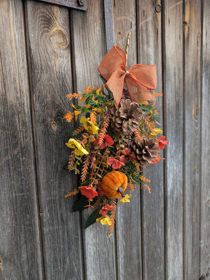 Pumpkin & Pinecone Autumn Door Swag