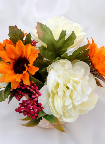 Autumn Arrangements in a terracotta Fox Pot