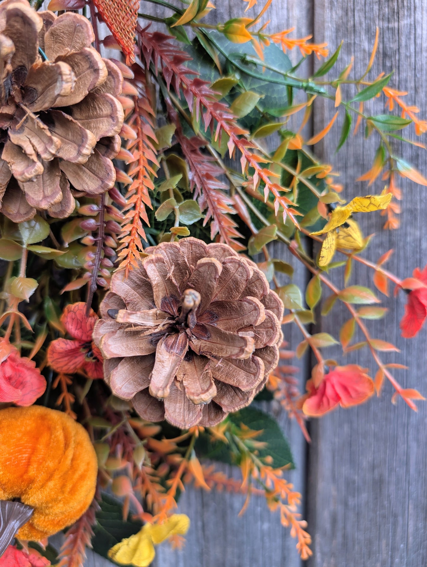 Pumpkin & Pinecone Autumn Door Swag
