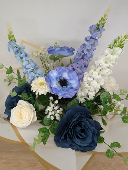 White & Blue Artificial Flower Bouquet