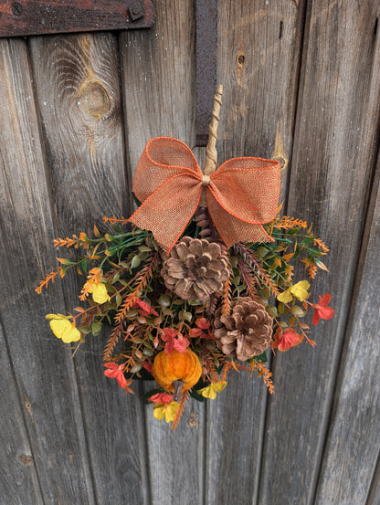 Pumpkin & Pinecone Autumn Door Swag