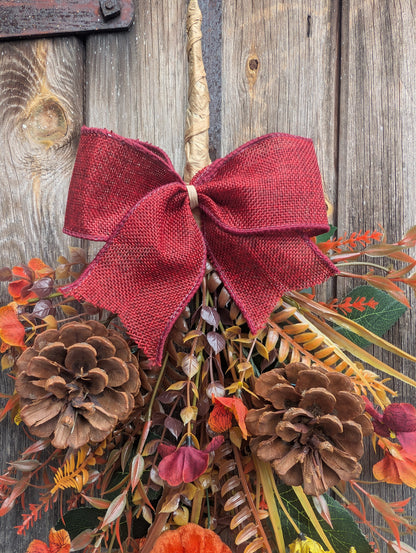 Pumpkin & Pinecone Autumn Door Swag