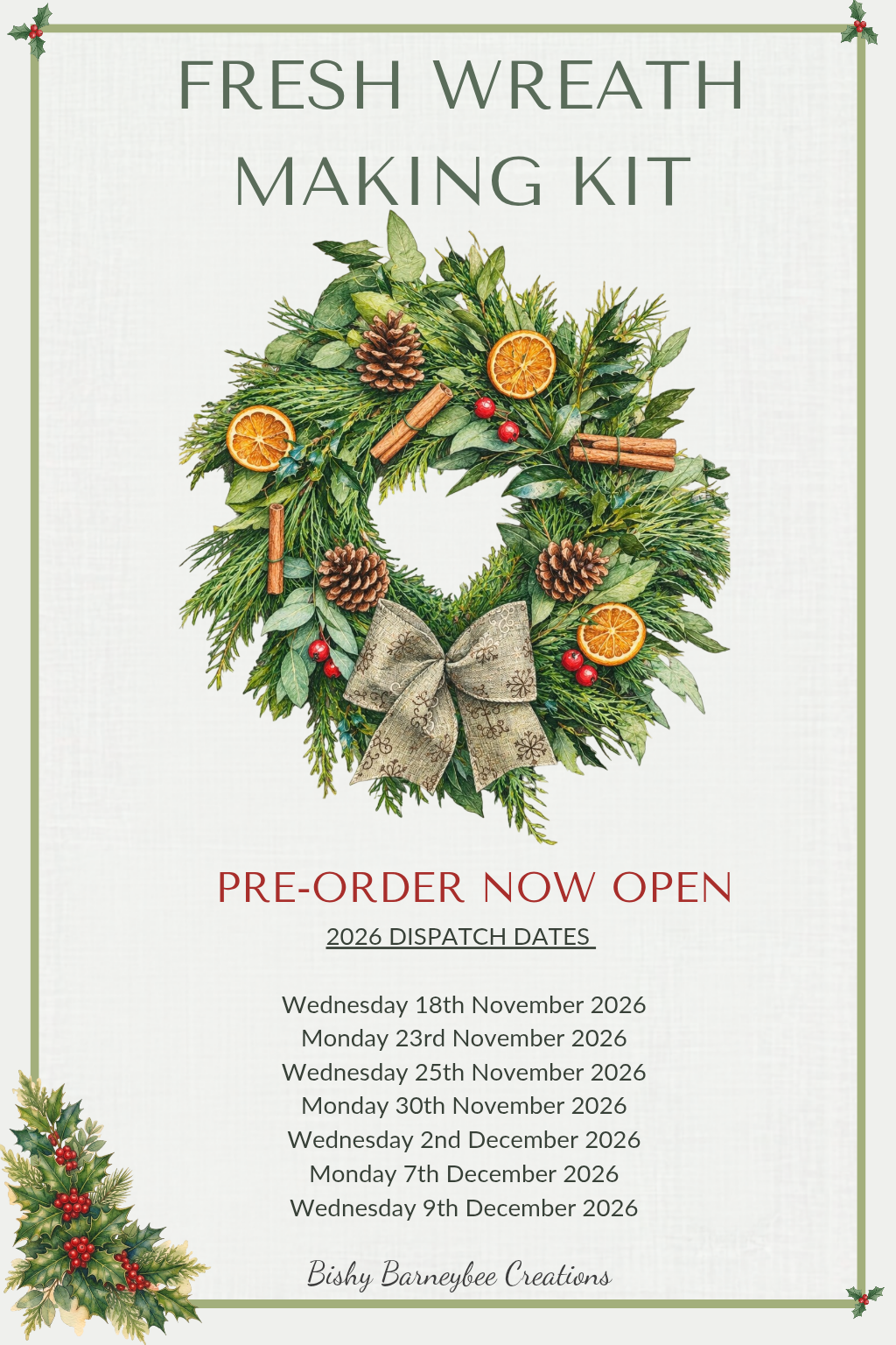 Pre-order Natural Fresh Foliage Wreath Kit