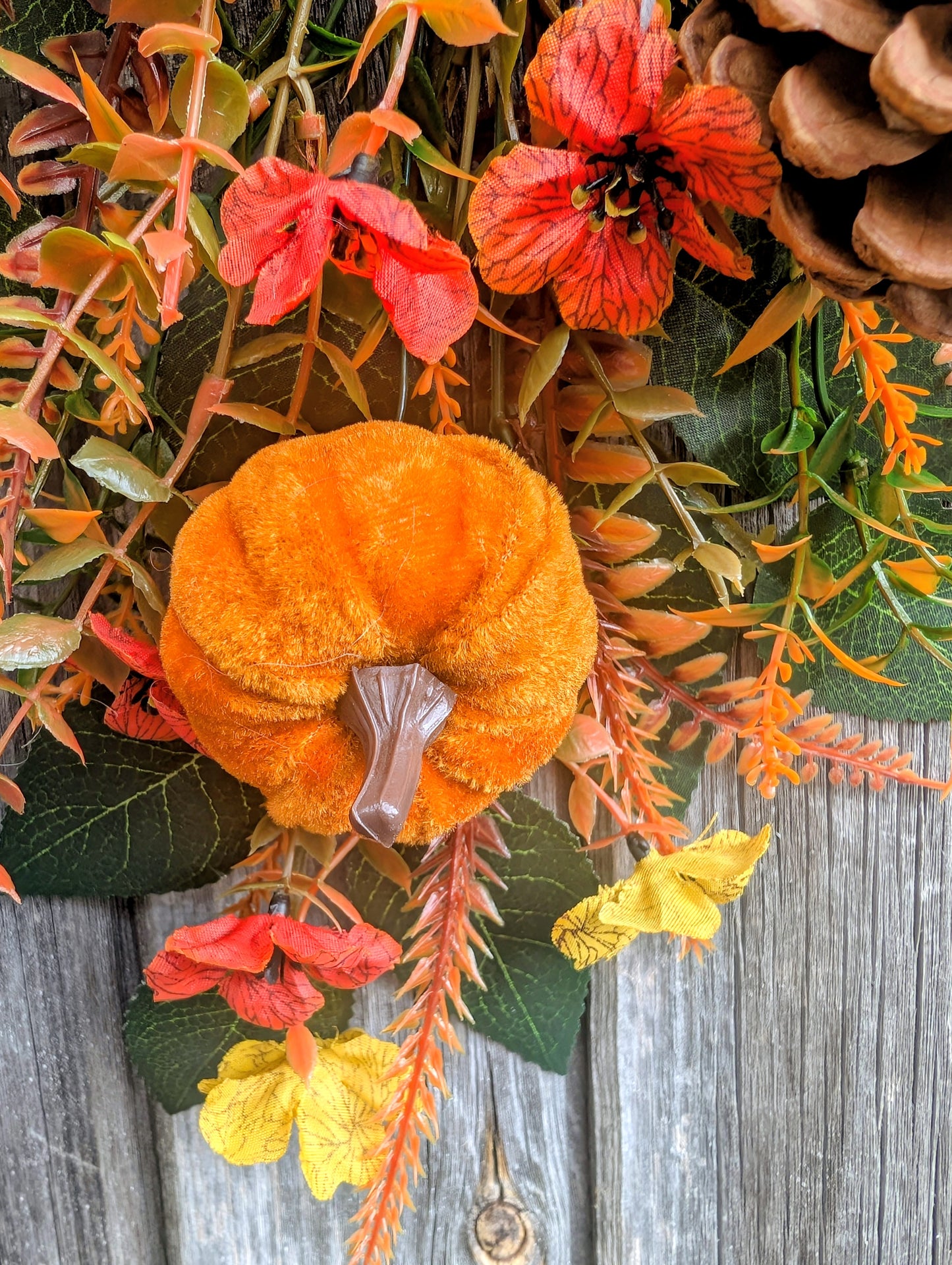 Pumpkin & Pinecone Autumn Door Swag