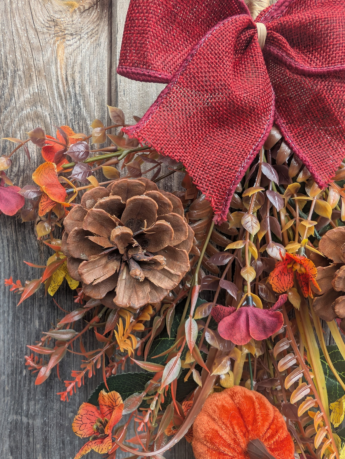 Pumpkin & Pinecone Autumn Door Swag