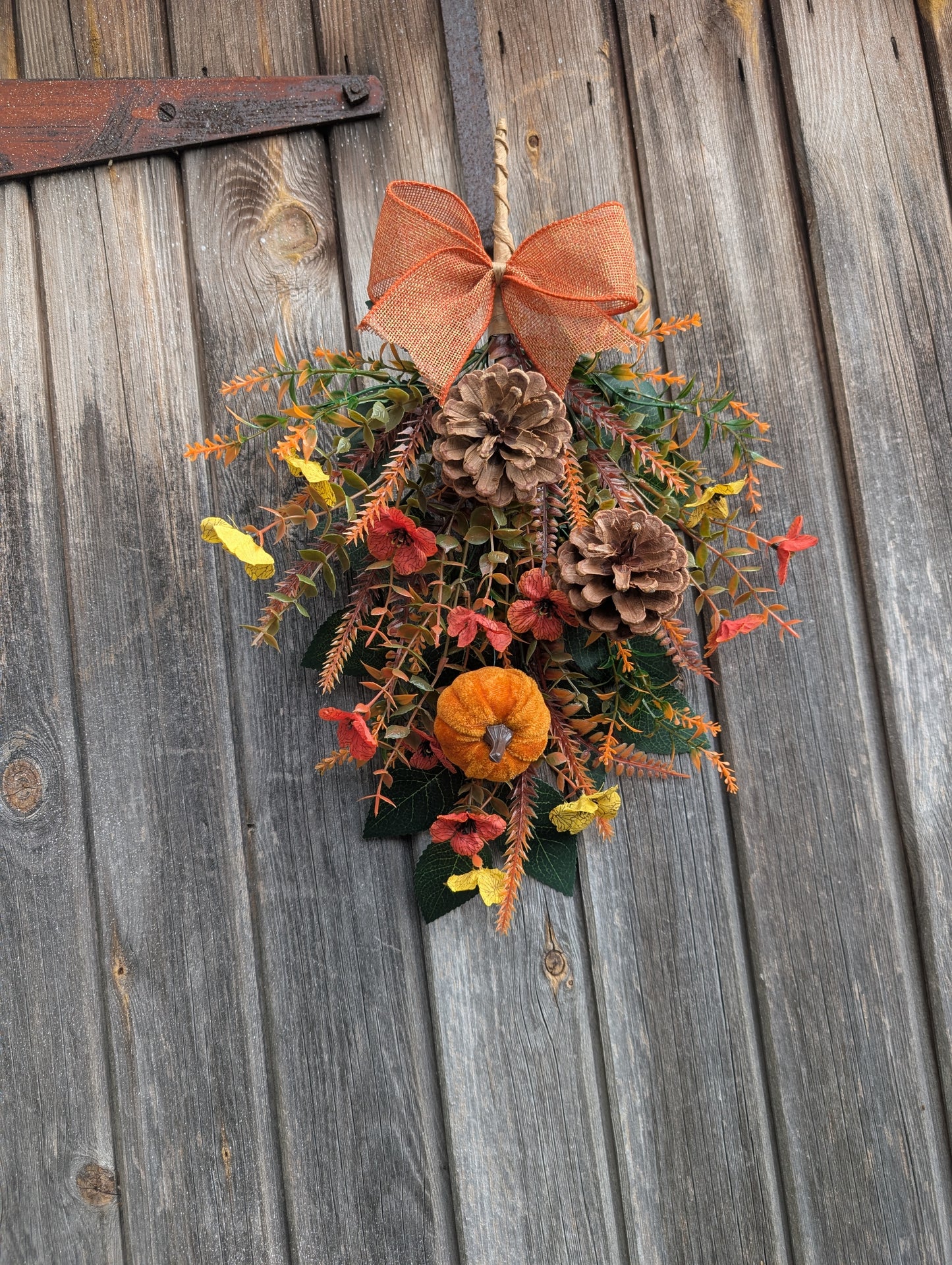 Pumpkin & Pinecone Autumn Door Swag