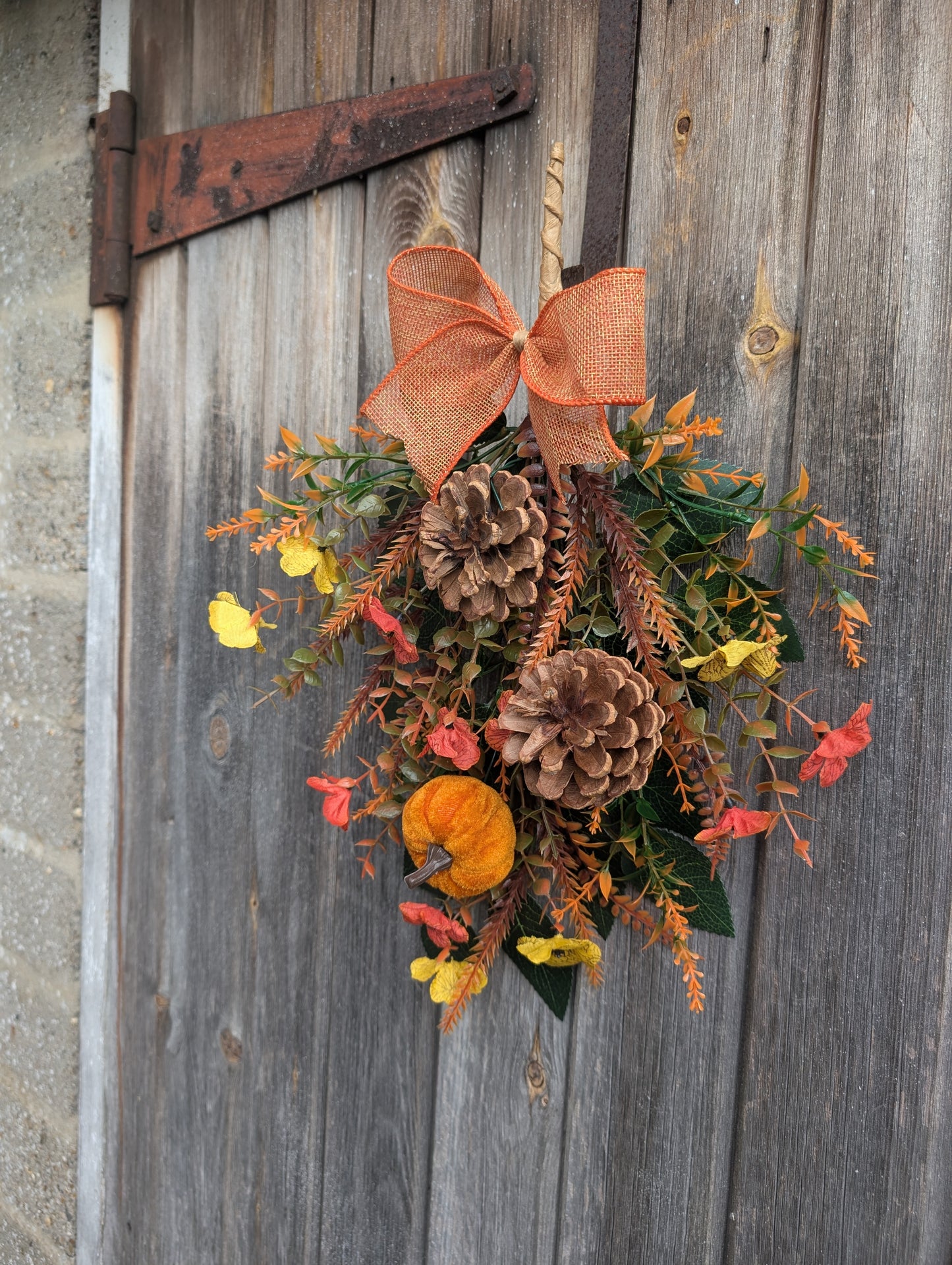 Pumpkin & Pinecone Autumn Door Swag