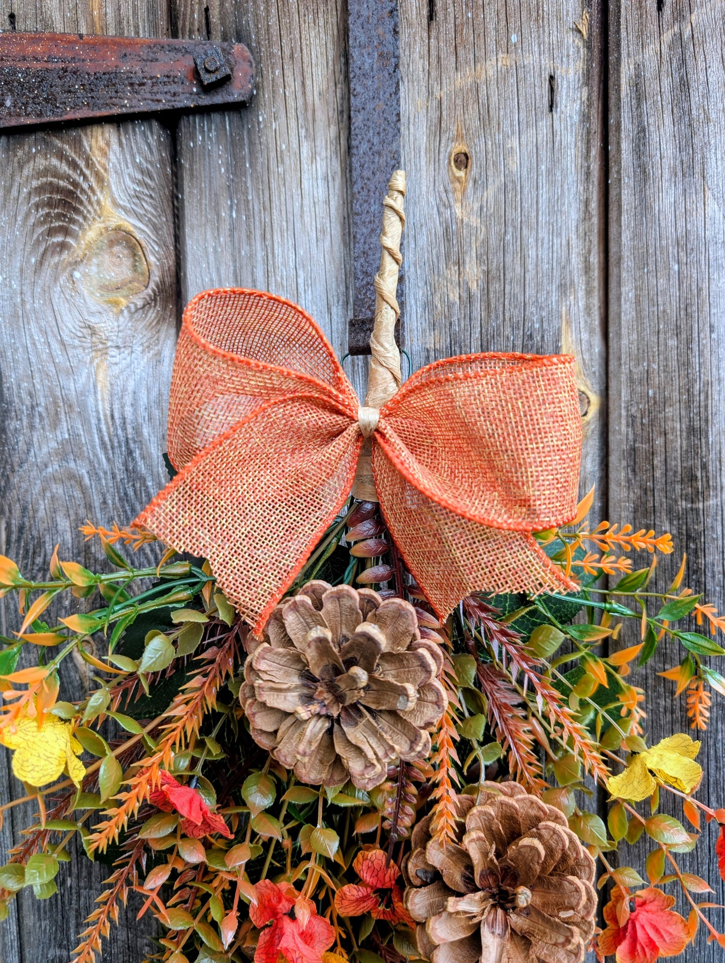 Pumpkin & Pinecone Autumn Door Swag