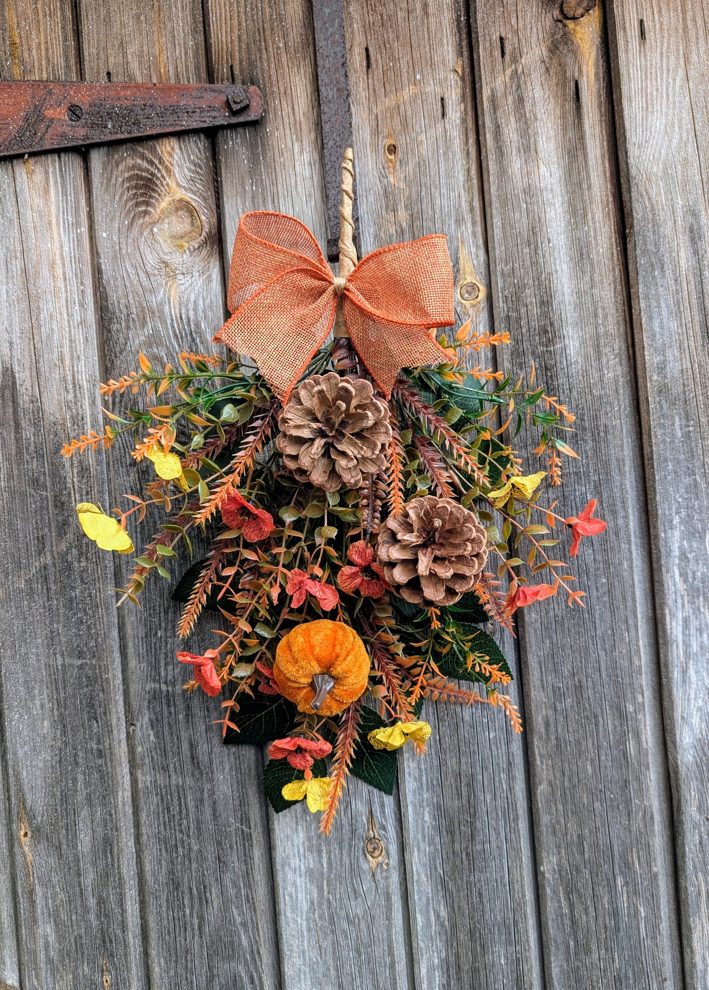 Pumpkin & Pinecone Autumn Door Swag