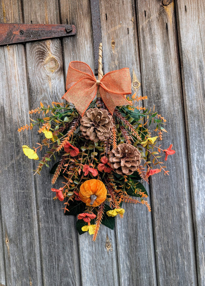 Pumpkin & Pinecone Autumn Door Swag