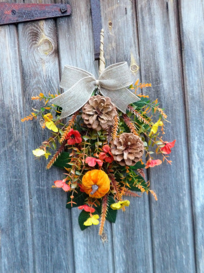 Pumpkin & Pinecone Autumn Door Swag