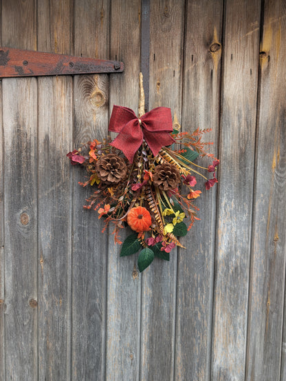 Pumpkin & Pinecone Autumn Door Swag