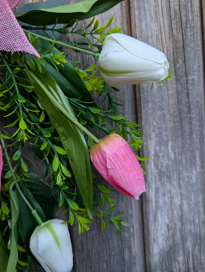 Pink and White Tulip Swag