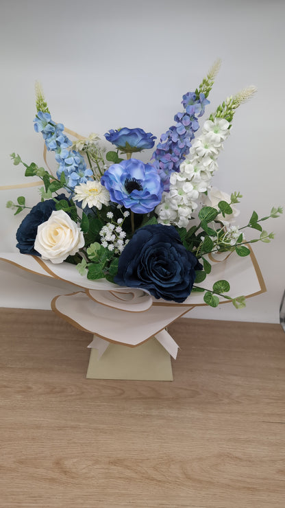 White & Blue Artificial Flower Bouquet